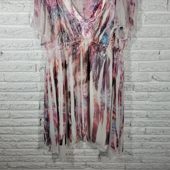 Maurices Women Dress 2 2X Plus Fit Flare Flowy Purple Brown Watercolor WAT78XE - Picture 5 of 14